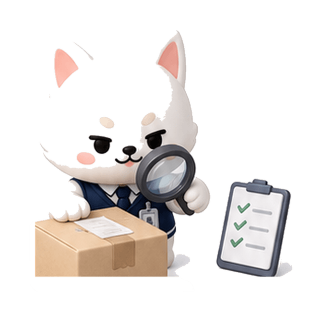 Kaddy inspecting an arrived package